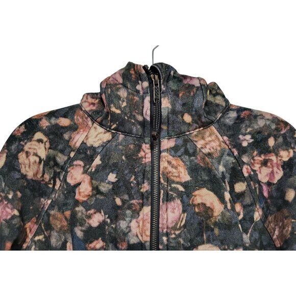 Lululemon Scuba Hoodie Floral Fleece Jacket Black Pink - Picture 4 of 15